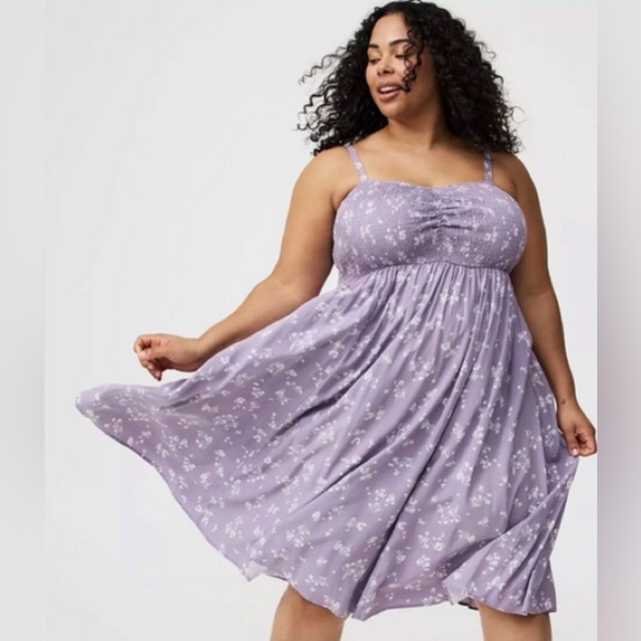 torrid Dresses & Skirts - NWOT Torrid Purple Floral smocked midi Sundress